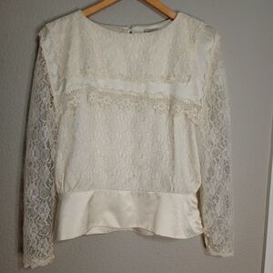 Vintage Scott McClintock Gunner Sax By Jessica McClintock Bridal Lace Bib Top